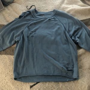 Distressed Aerie Crew Neck Sweatshirt